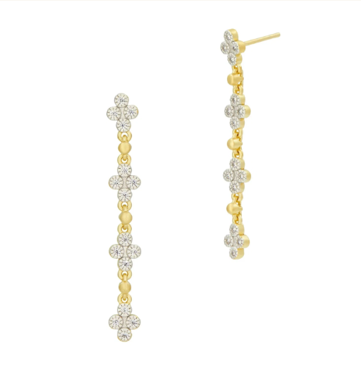 Freida Rothman Visionary Fusion Linear Drop Clover Earrings - Gold & Silver