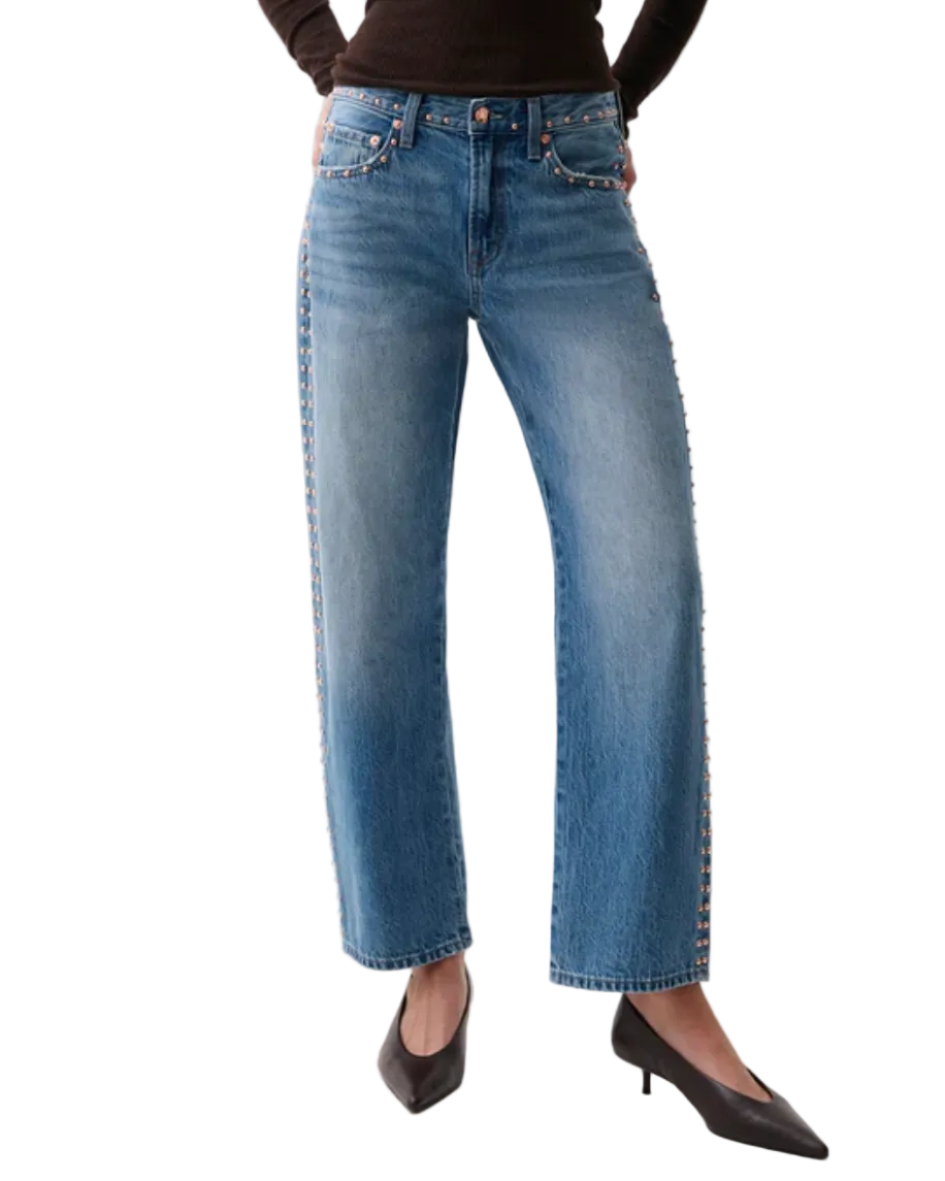 Pistola Lexi Mid Rise Bowed Straight - Star Studded