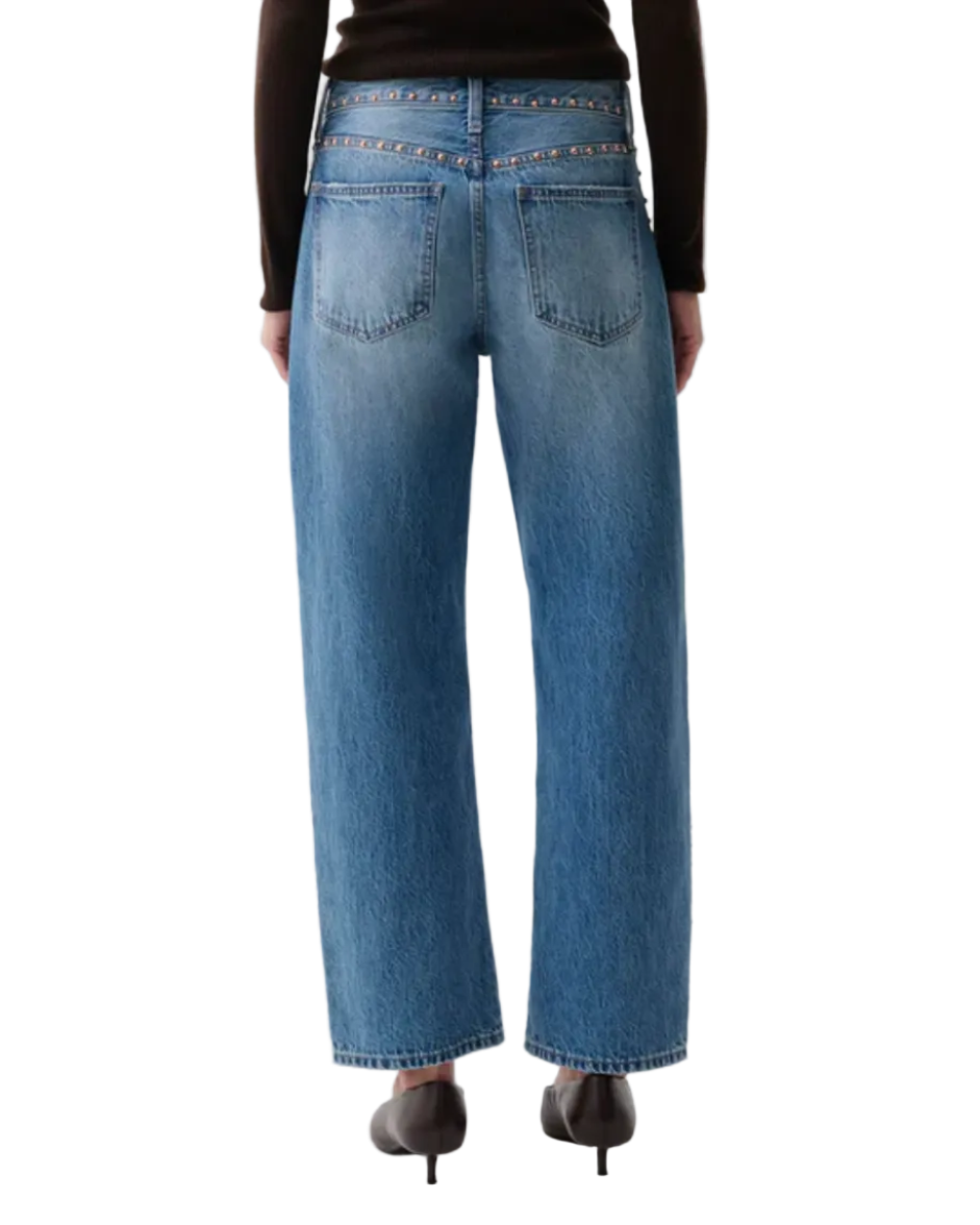 Pistola Lexi Mid Rise Bowed Straight - Star Studded