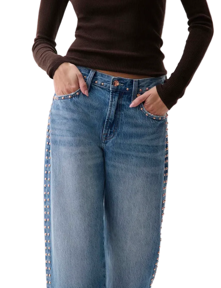 Pistola Lexi Mid Rise Bowed Straight - Star Studded
