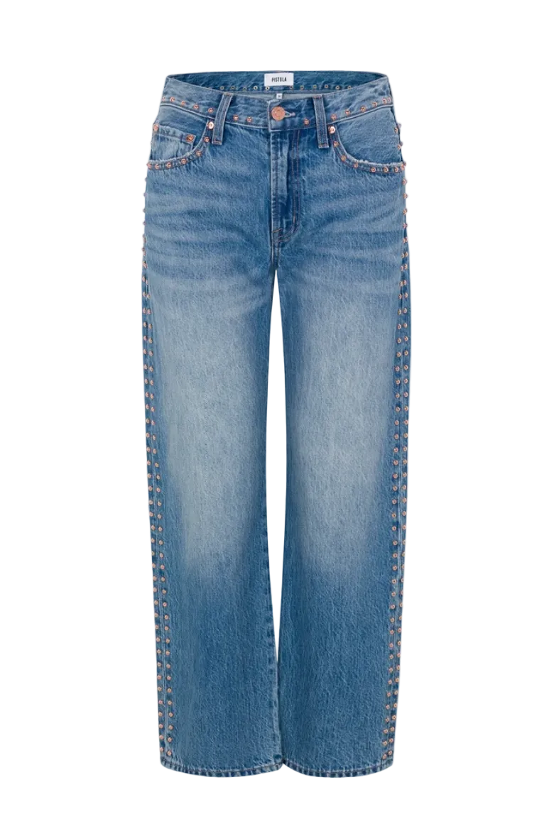 Pistola Lexi Mid Rise Bowed Straight - Star Studded