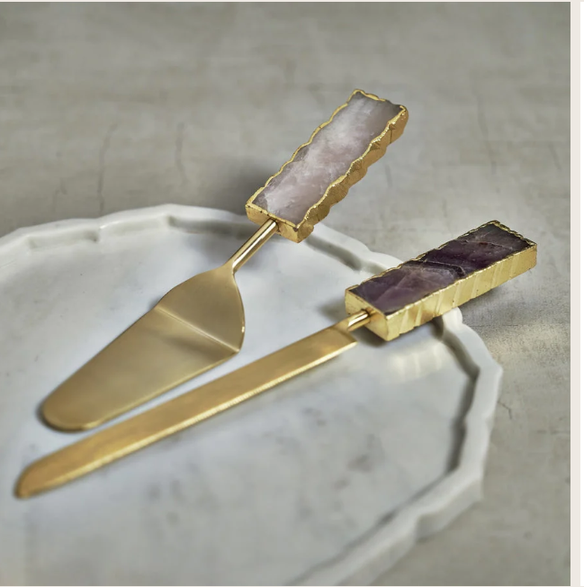 Cake Server Set with Agate Handles