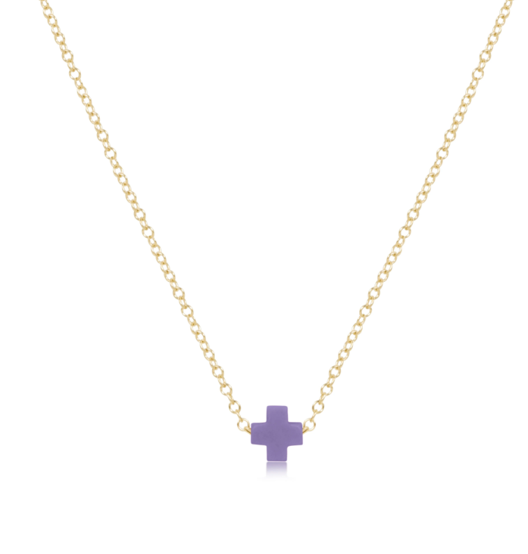 egirl 14" Necklace Gold - Signature Cross Small - Purple