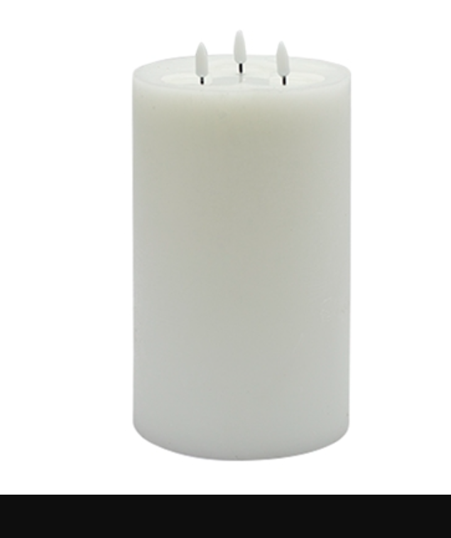 3-wick Large White Flameless Candle - White