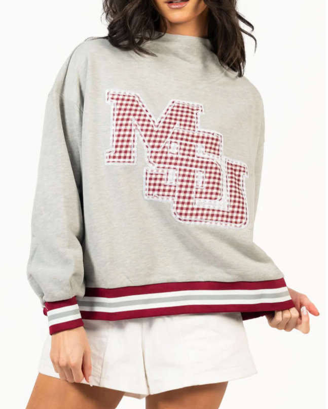 Queen of Sparkles Licensed Miss State Mascot Mock Neck Sweatshirt