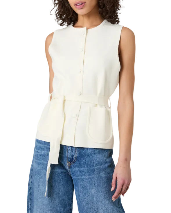French Connection Maxime Knit Sleeveless Wrap Top - Porcelain Cream