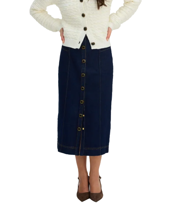 Allison Ambrose Midi Skirt - Indigo