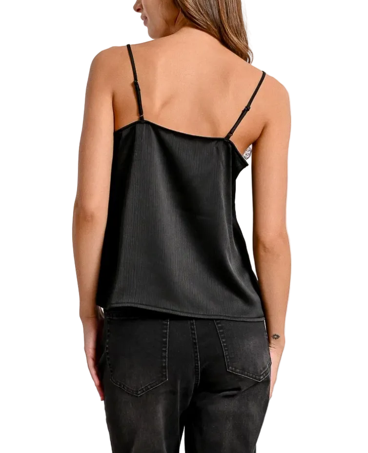Spaghetti Strap Lace Cami - Black