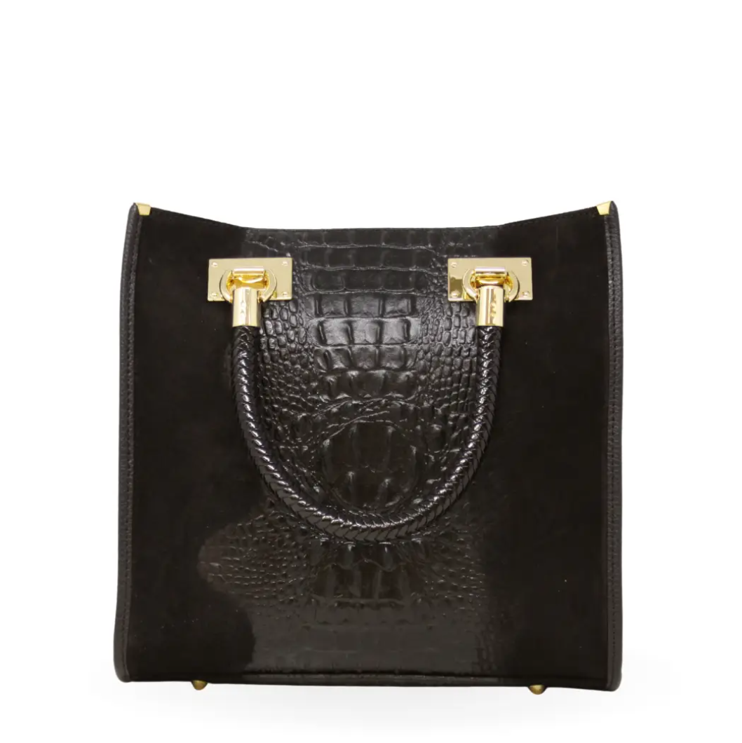 German Fuentes Genuine Italian Leather Portfolio Bag - Black