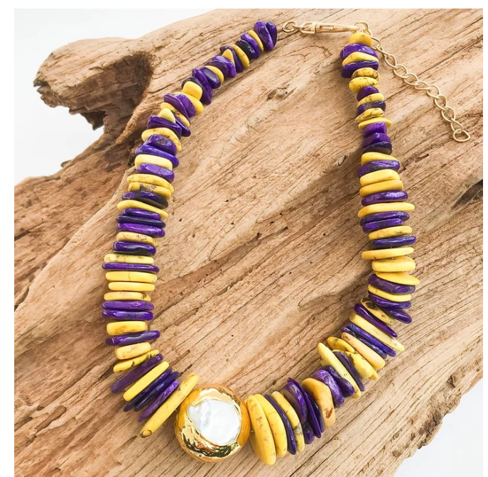 Virtue The Sariah Circle Pearl Necklace - Yellow/Purple