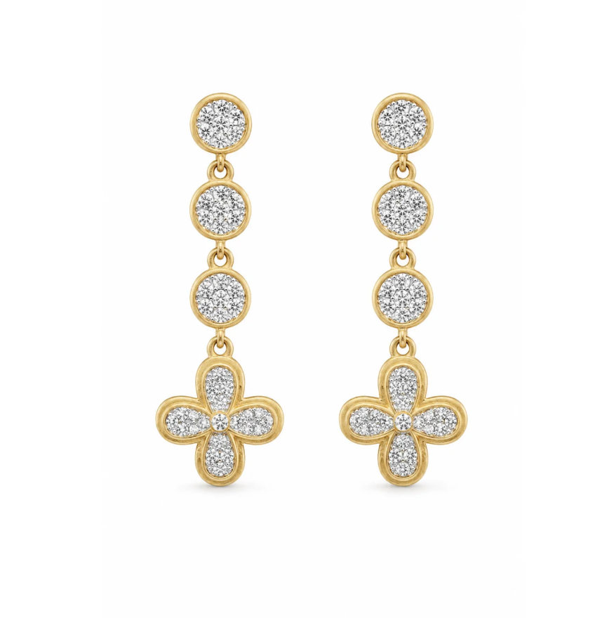 Freida Rothman Medallion Clover Bezel Set Drop Earring - Gabrielle's Biloxi
