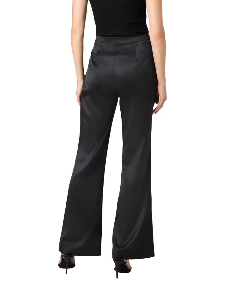 Maelys Stretch Satin Tailored Flare Trousers - Black - Gabrielle's Biloxi