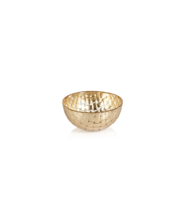 Braided Glass Bowl - Gold - 4.25" x 2"