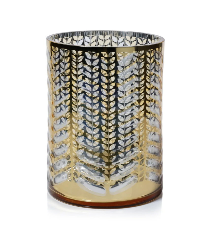 Laser Etched Metallic Hurricane Candle Holder - Gold, 9.5" - Gabrielle's Biloxi