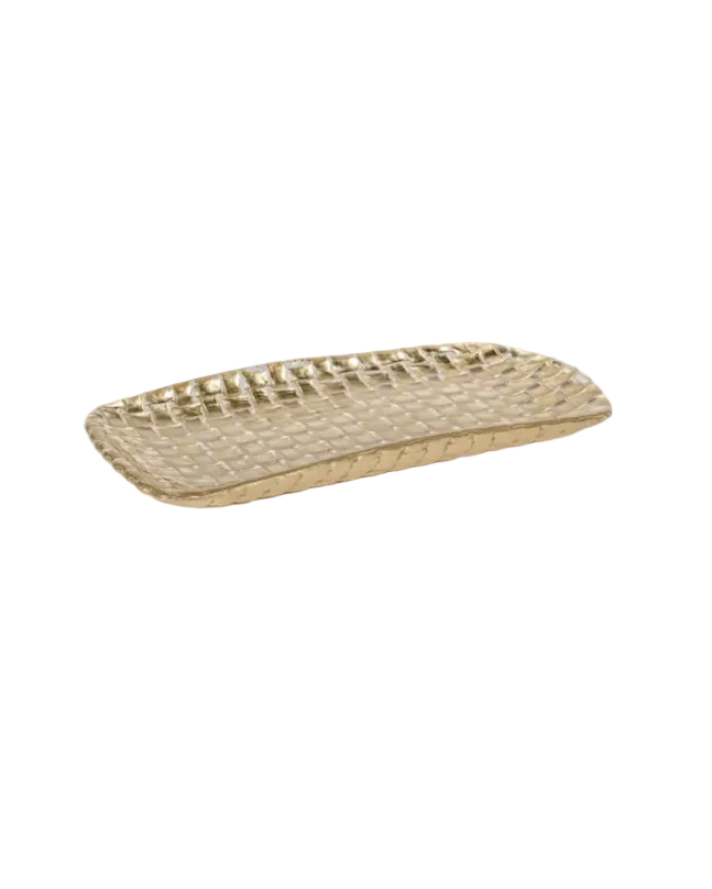 Gold Braided Rectangular Tray - 15.75" x 7"