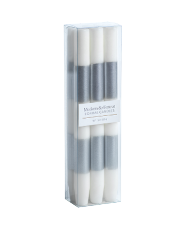 Modern & Festive Silver Formal Candles - Set of 6 - Gabrielle's Biloxi