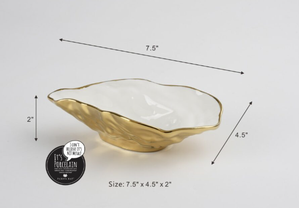 Pampa Bay Small Oyster Bowl - White and Gold - Gabrielle's Biloxi
