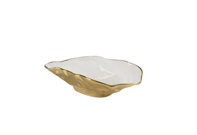 Pampa Bay Small Oyster Bowl - White and Gold - Gabrielle's Biloxi