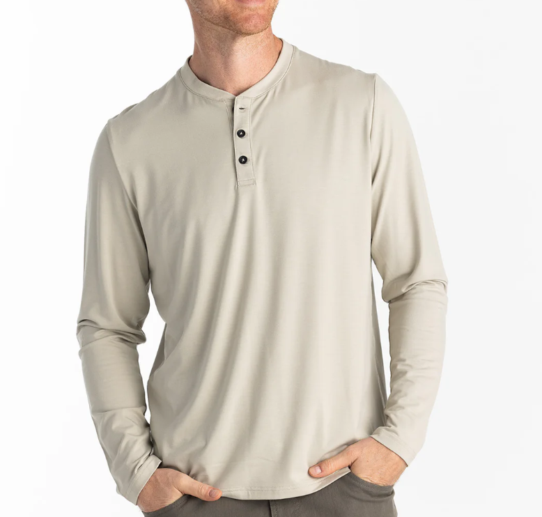 Free Fly Bamboo Flex Long Sleeve Henley - Sandstone - Gabrielle's Biloxi