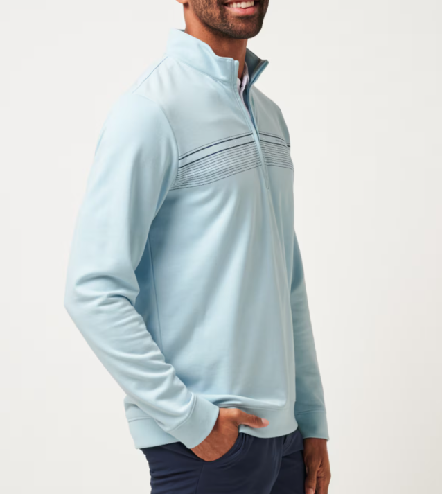 Travis Mathew Upgraded Chest Stripe Quarter Zip - Cory Blue - Gabrielle's Biloxi
