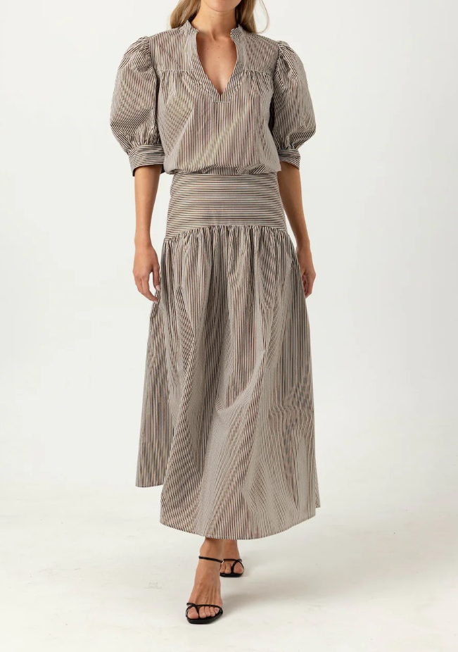 Sundays Stripe Celeste Skirt - Umber Lurex - Gabrielle's Biloxi