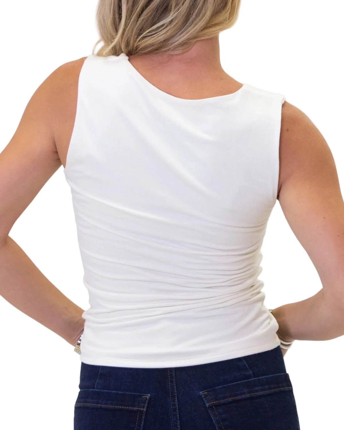 Karlie Solid Double-Knit Scoop Tank - Ivory