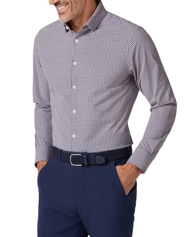 Mizzen+Main Leeward Trim LS Dress Shirt - Eggplant Winston Check