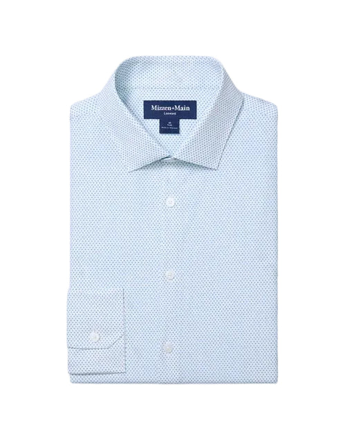 Mizzen+Main Leeward Trim LS Dress Shirt - Skyline Blue Diamond Shadow - Gabrielle's Biloxi