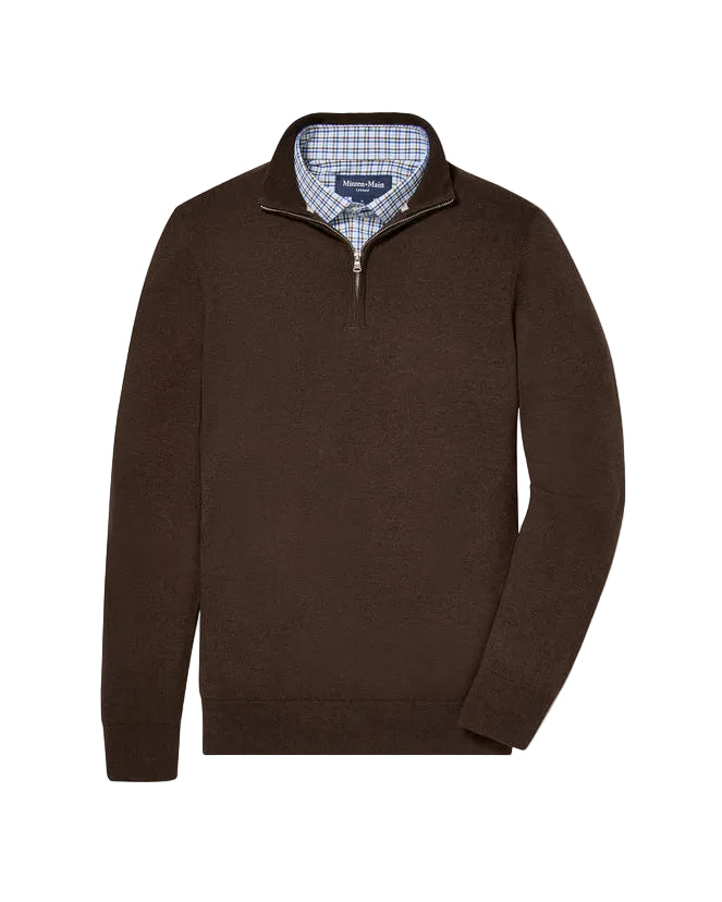 Mizzen+Main Heritage Quarter Zip Sweater - Espresso Heather - Gabrielle's Biloxi