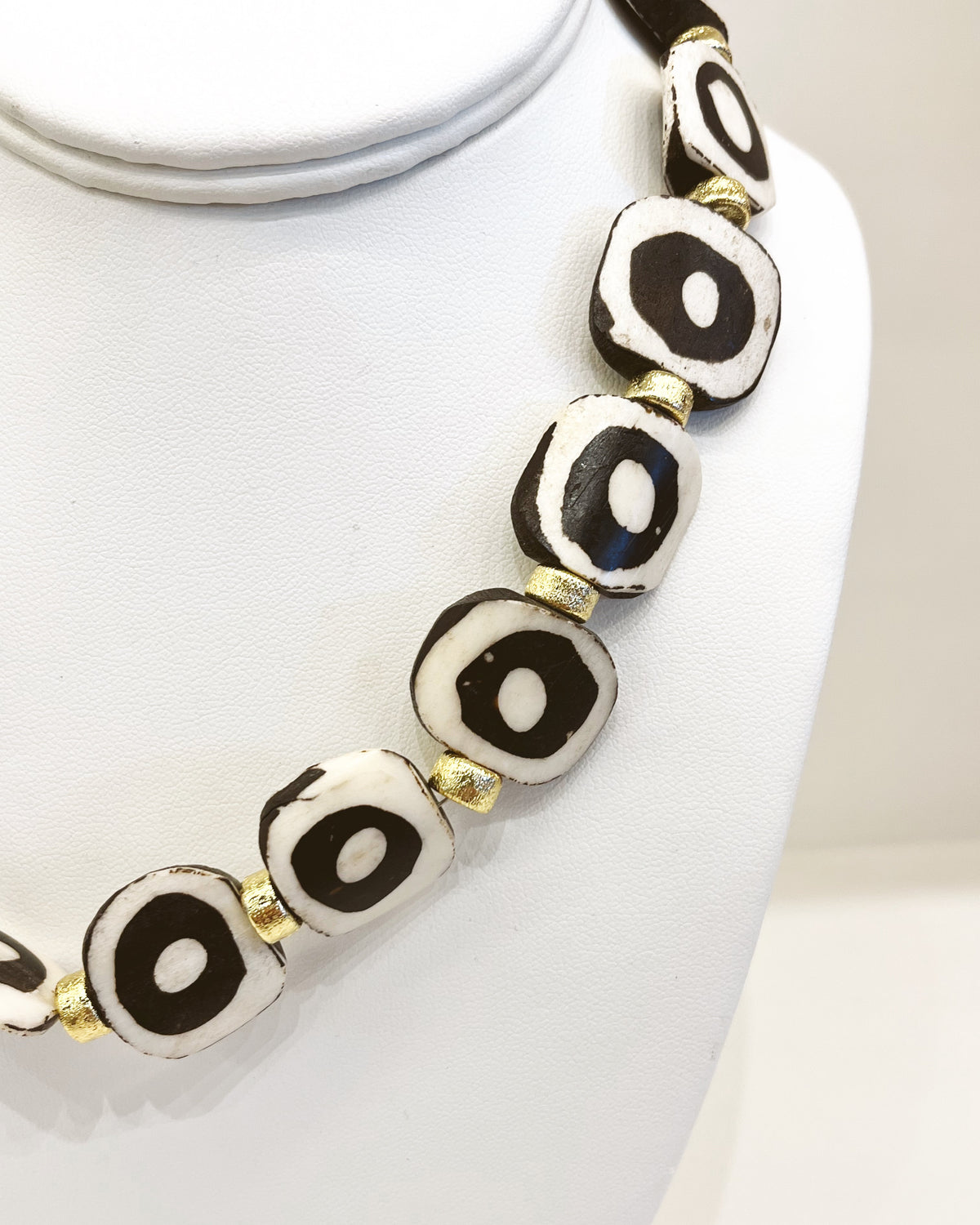 Virtue Studded Tribal Disc Necklace - Black/White Circles - Gabrielle's Biloxi