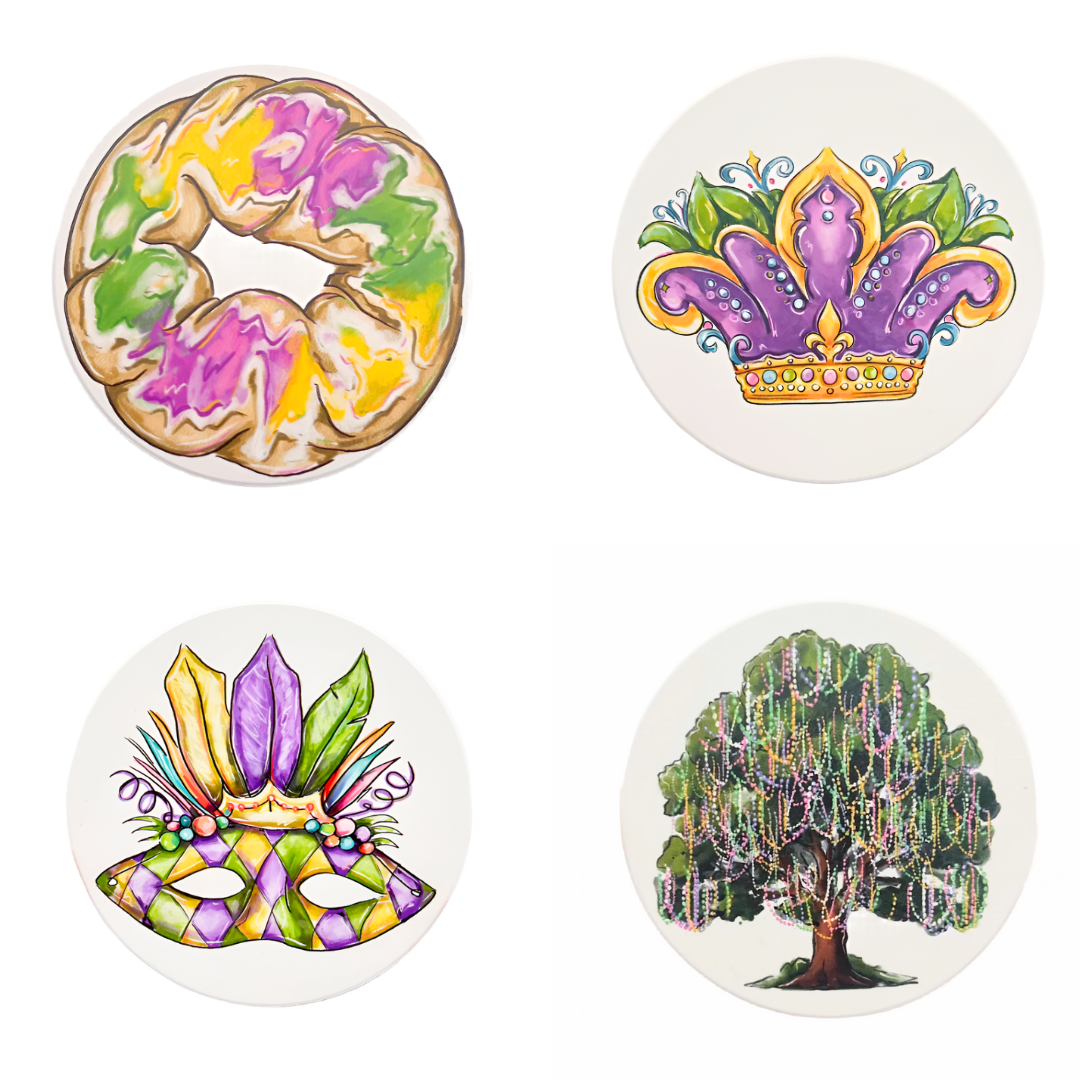 Mardi Gras Coaster Set - Gabrielle's Biloxi