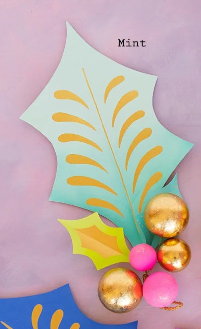 Glitterville Christmas Large Rainbow Holly Leaf, Assorted, Papermache, 28"