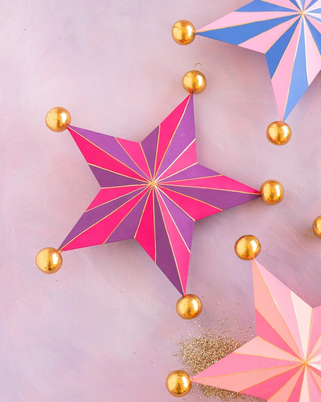 Glitterville Christmas Stripe Star - Purple/Fuchsia