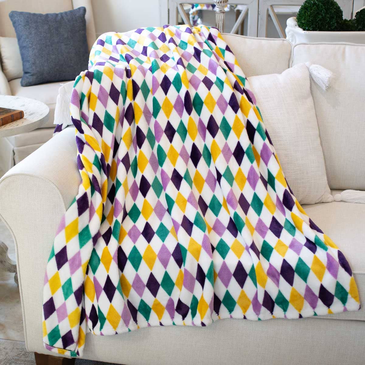 Mardi Gras Harlequin Throw - 50x60 - Gabrielle's Biloxi