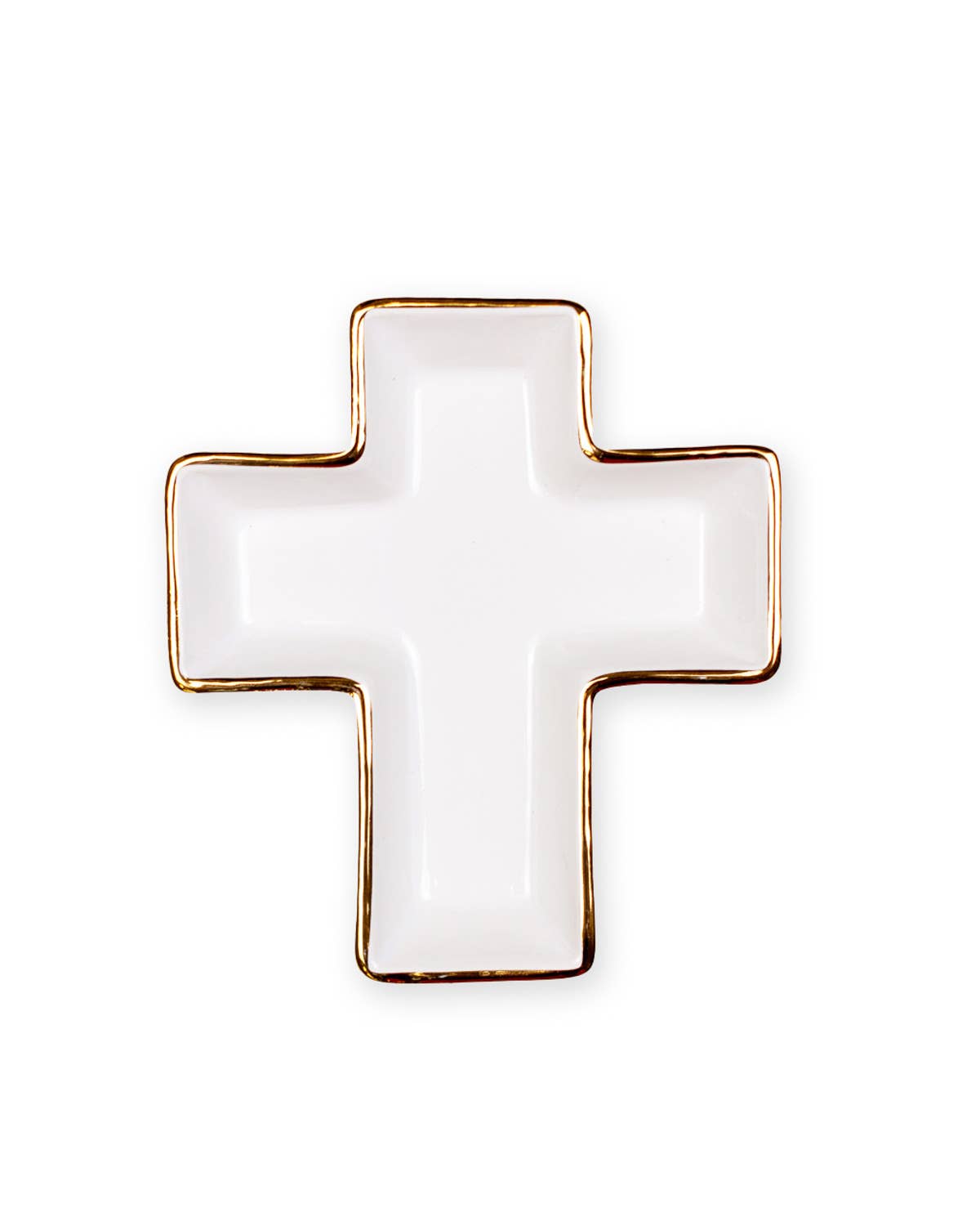 Cross Shaped Trinket Dish White/Gold 5x5