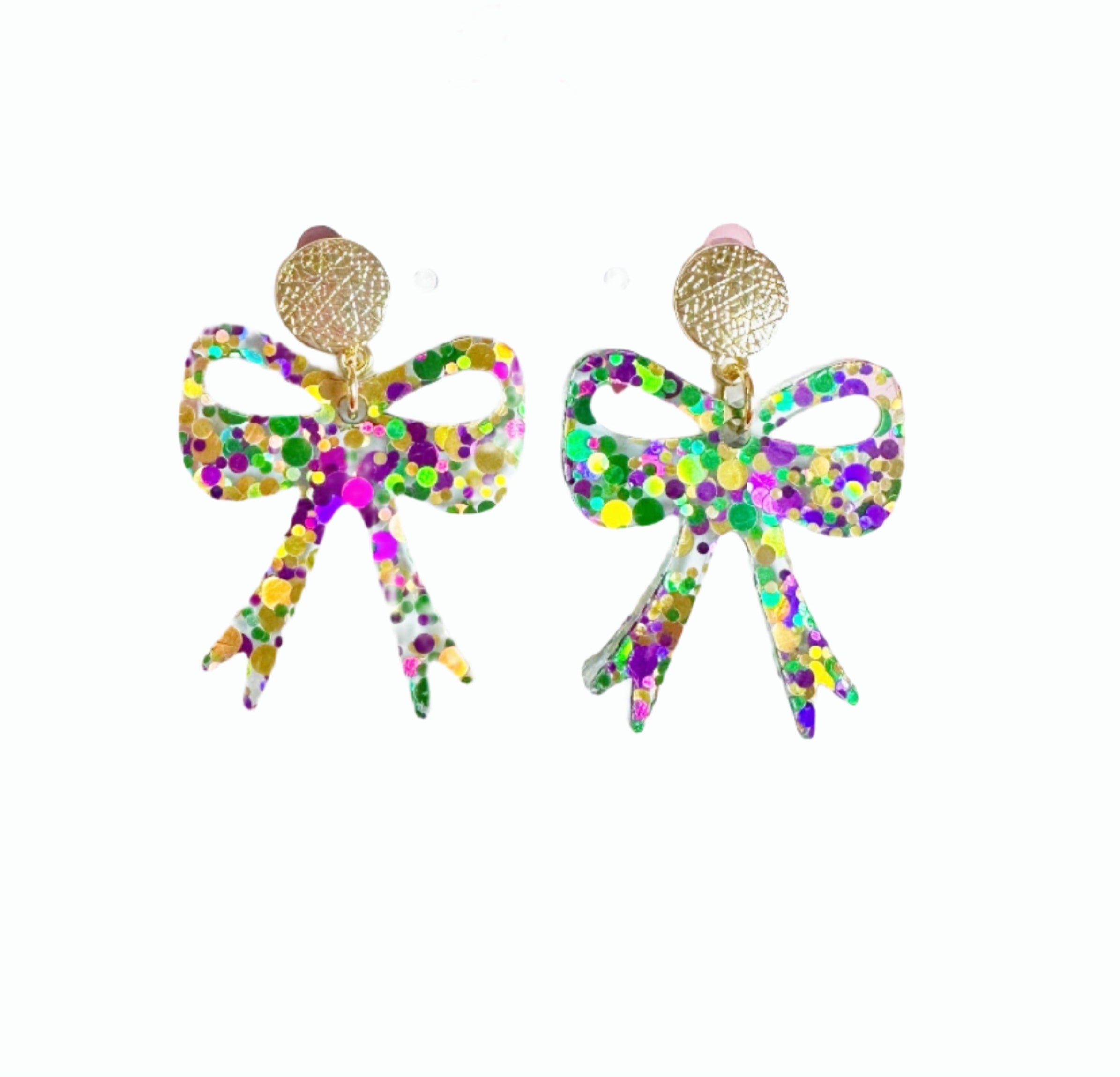 Mardi Gras Bow Dangle Earrings - Gabrielle's Biloxi