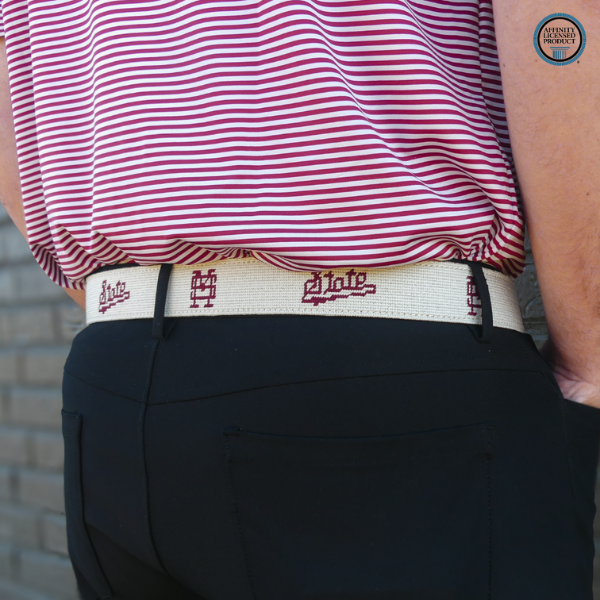 Mississippi State Grey Needlepoint Belt