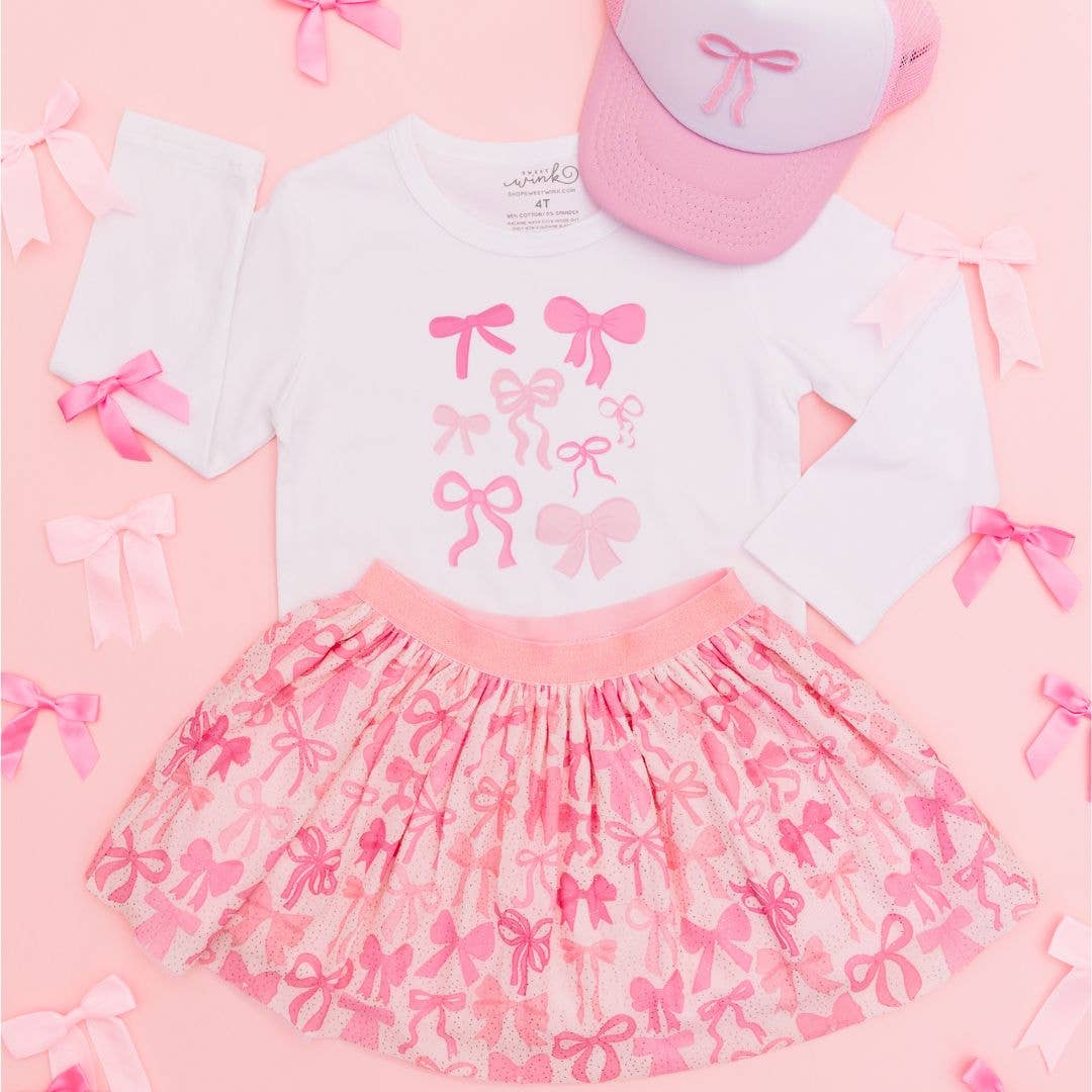 Kids Coquette Bow Patch Trucker Hat - Pink/White - Gabrielle's Biloxi