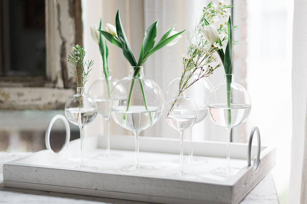 Etu Clear Wine Glass Shaped Flower Vase, Large - Gabrielle's Biloxi