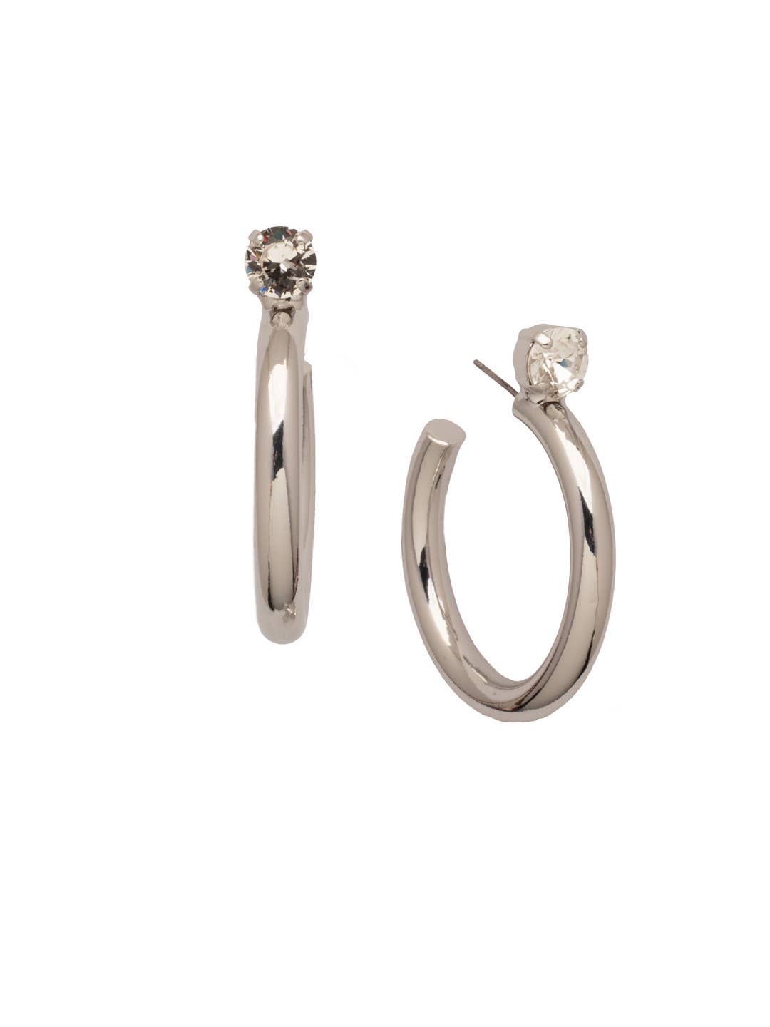 Keeley Studded Hoop Earrings - Palladium Crystal - Gabrielle's Biloxi