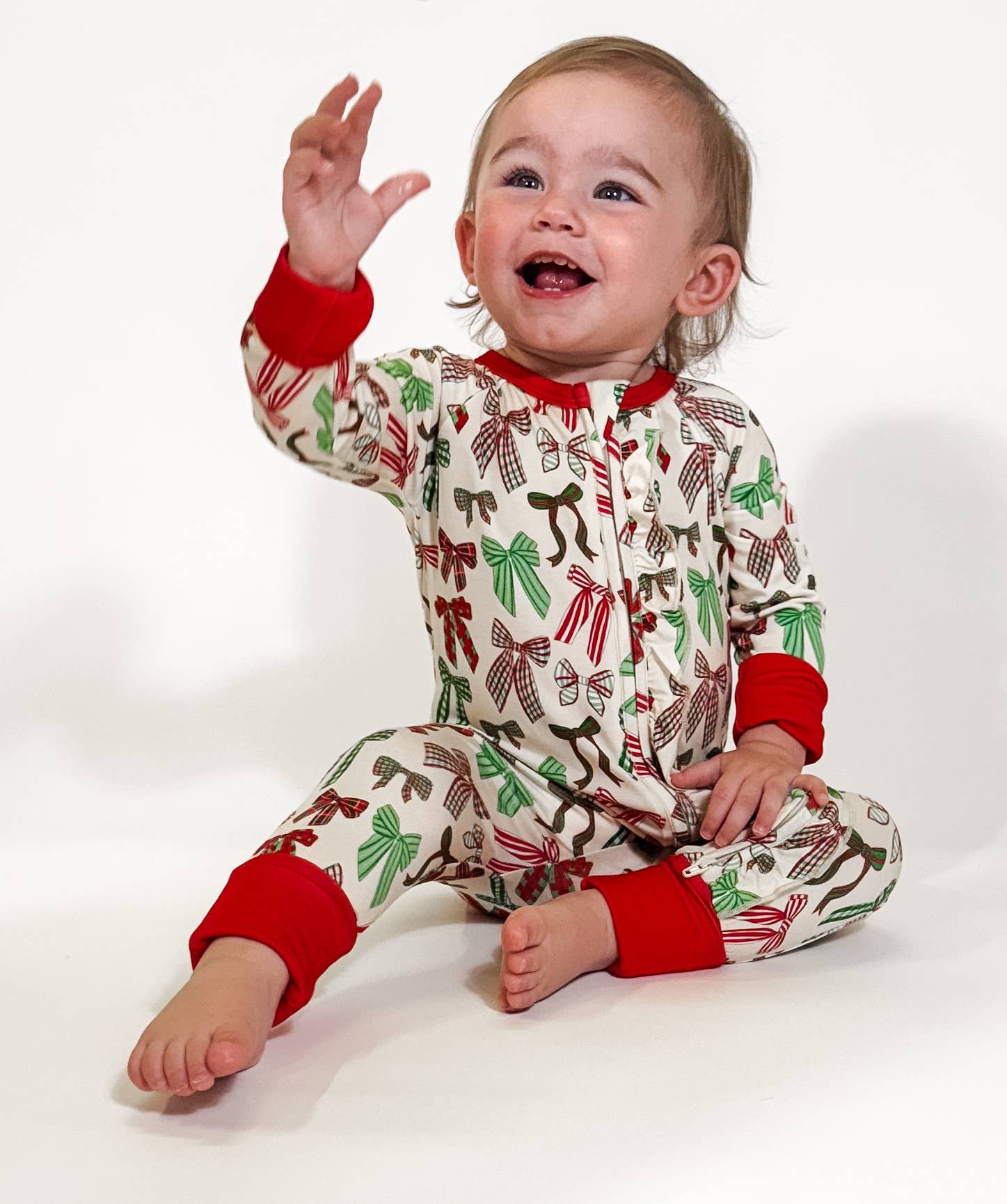 Holiday Bows - LS Convertible Zip PJs - Gabrielle's Biloxi