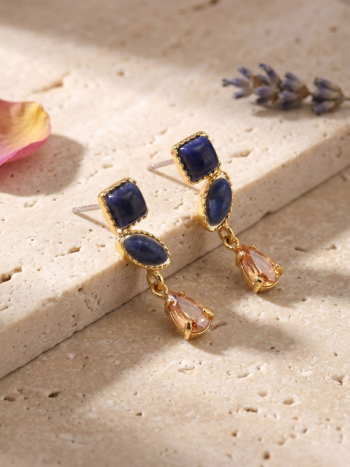 Indie Dangle Earrings - Denim Moon