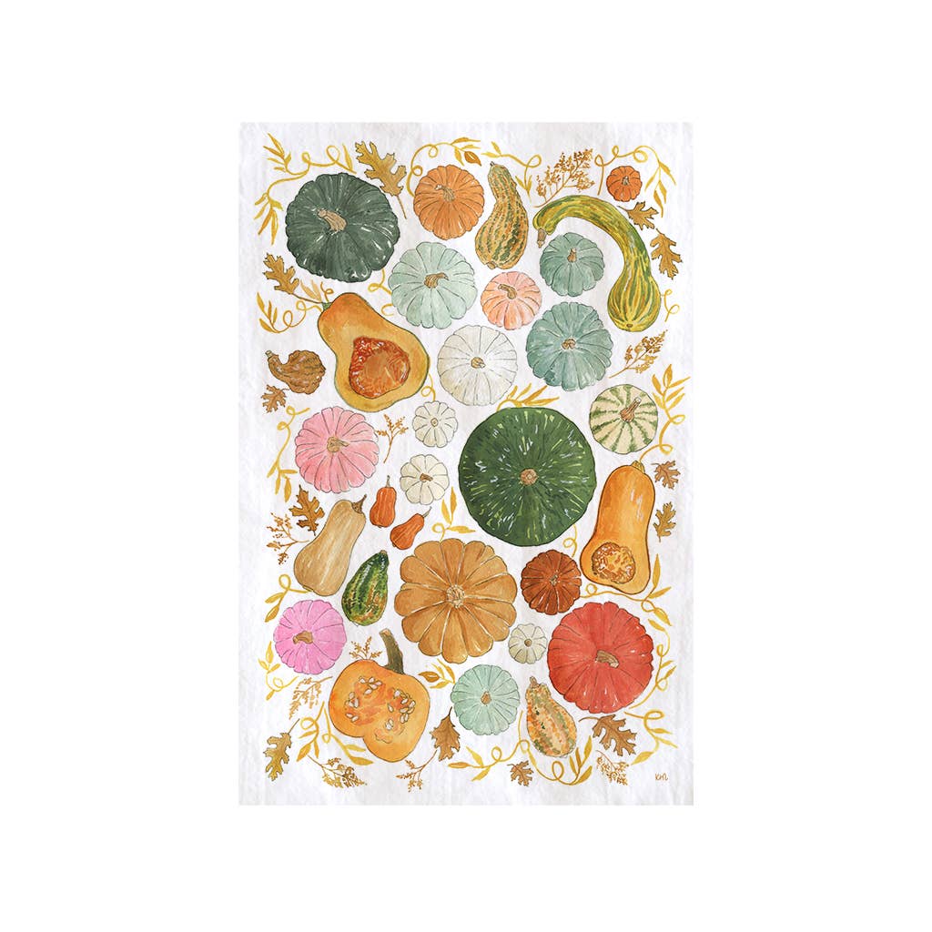 Autumn Gourds Kitchen Towel - Fall Pumpkin Tea Towel