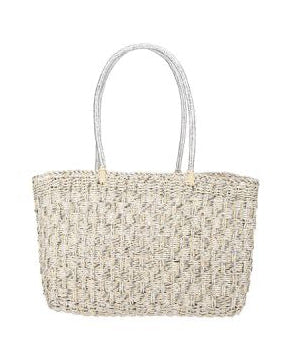 Metallic Sliver Straw Tote