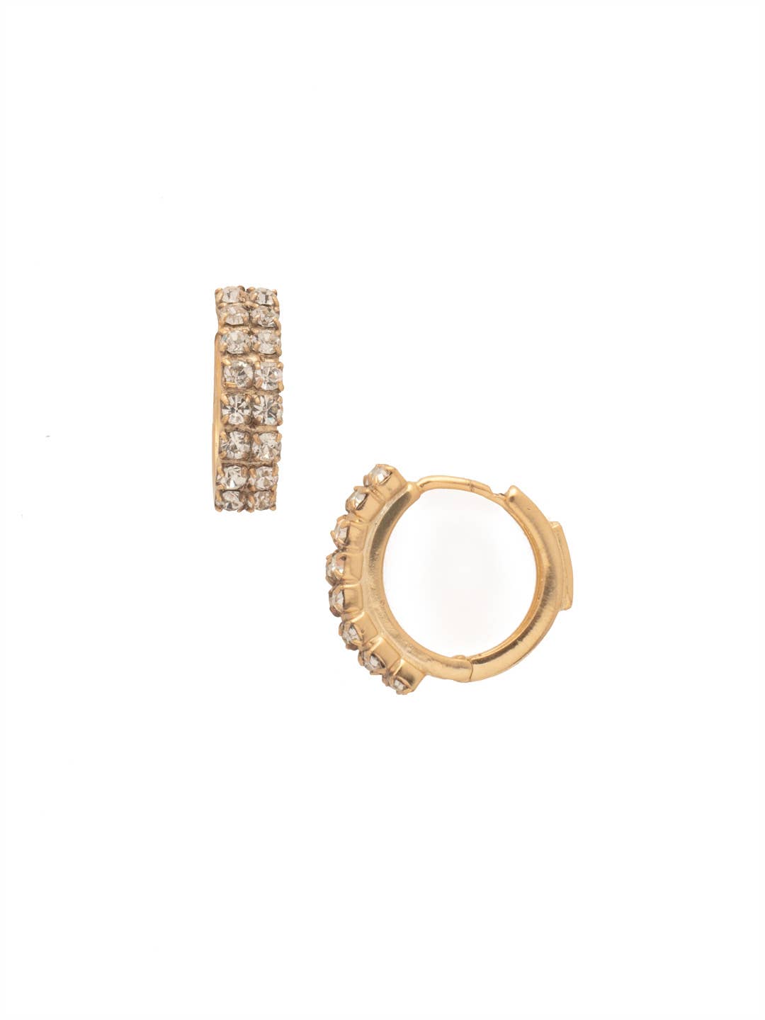 Double Crystal Huggie Hoop Earrings - Crystal - Gabrielle's Biloxi