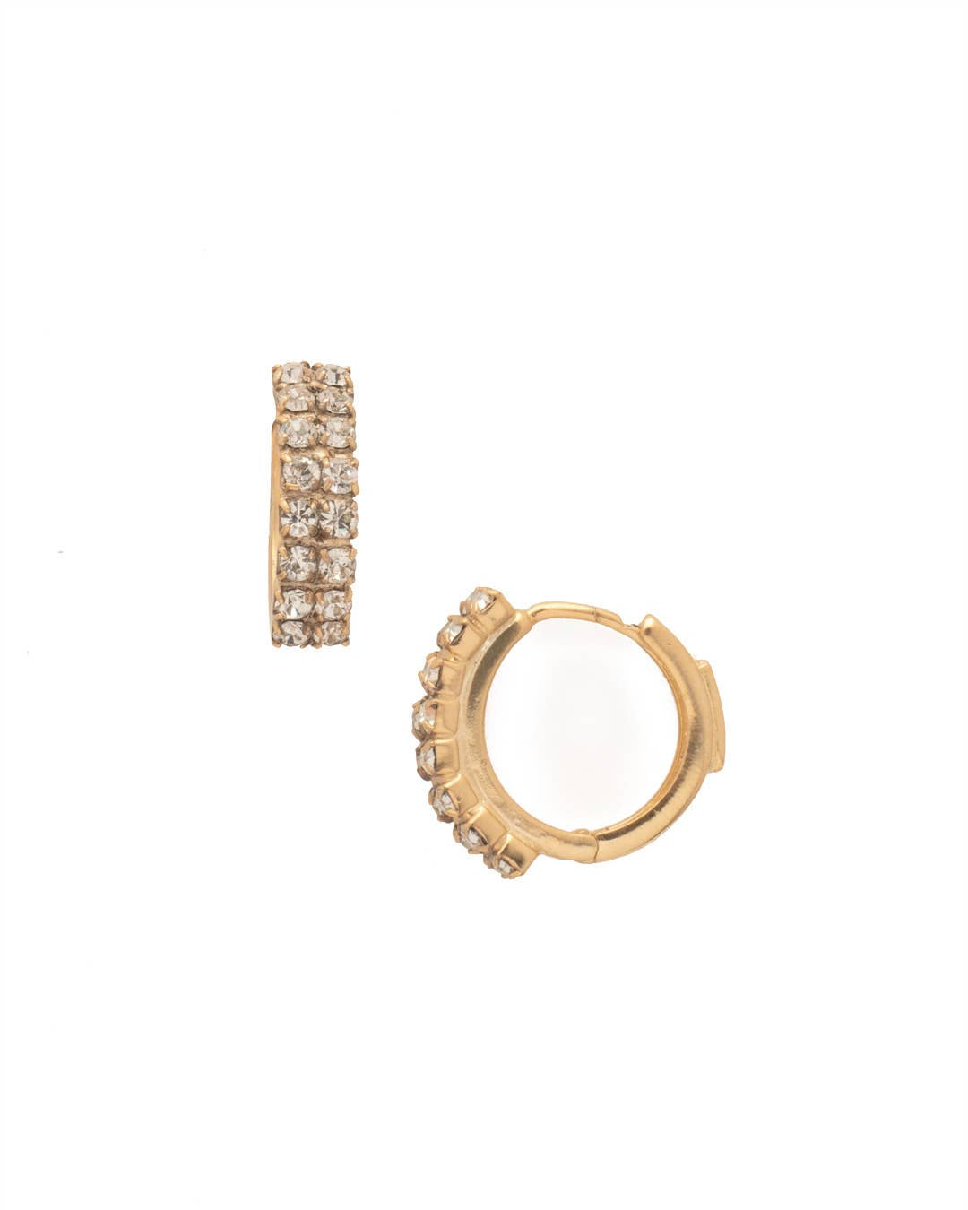 Double Crystal Huggie Hoop Earrings - Crystal - Gabrielle's Biloxi