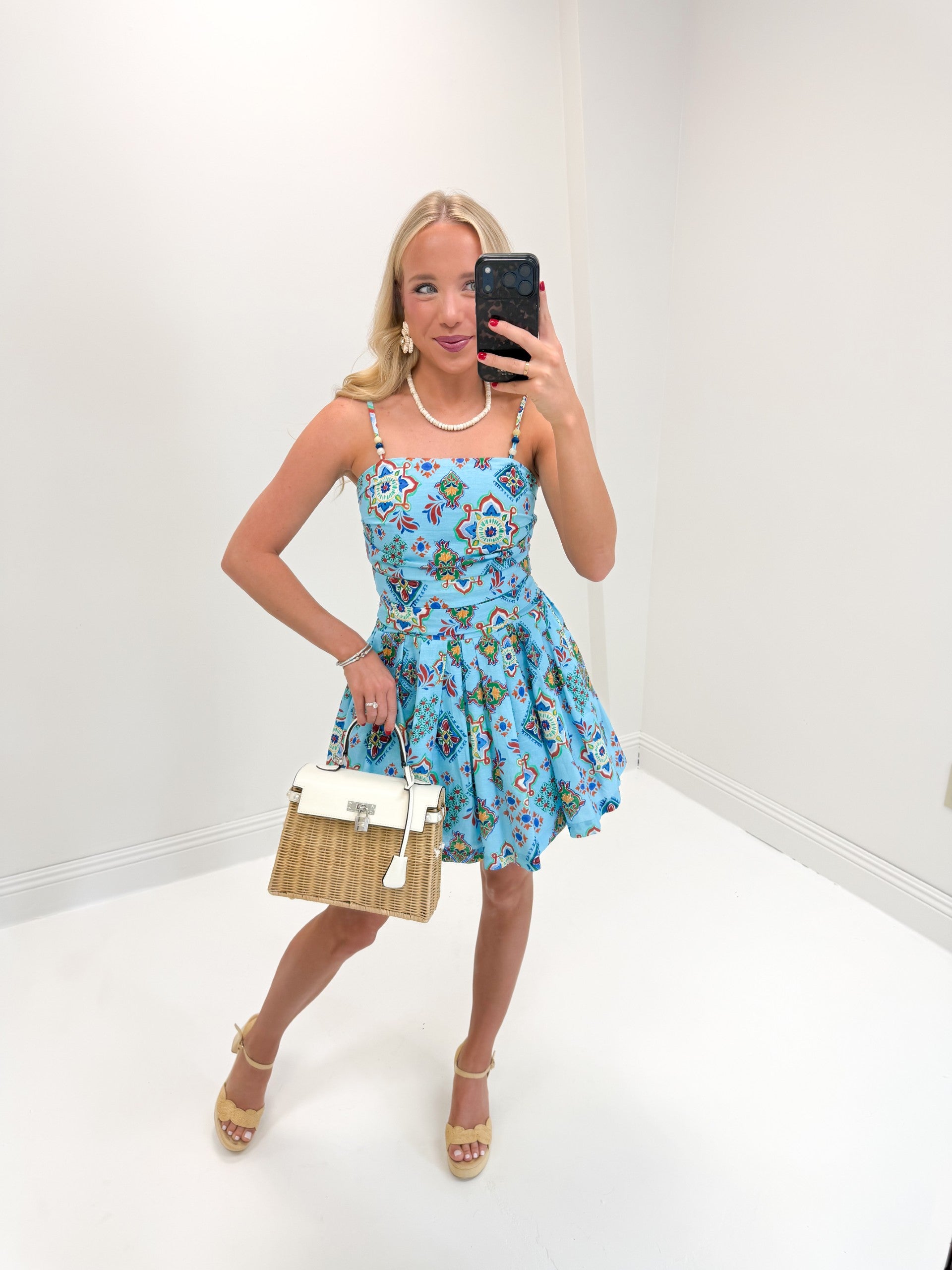 Azure Amalfi Print Mini Dress