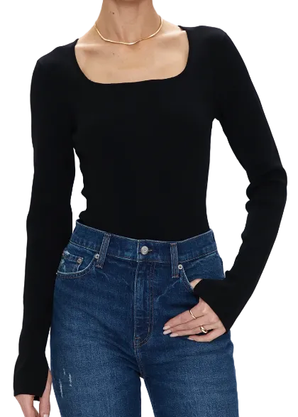 Pistola Jenny Square Neck Bodysuit - Noir - Gabrielle's Biloxi