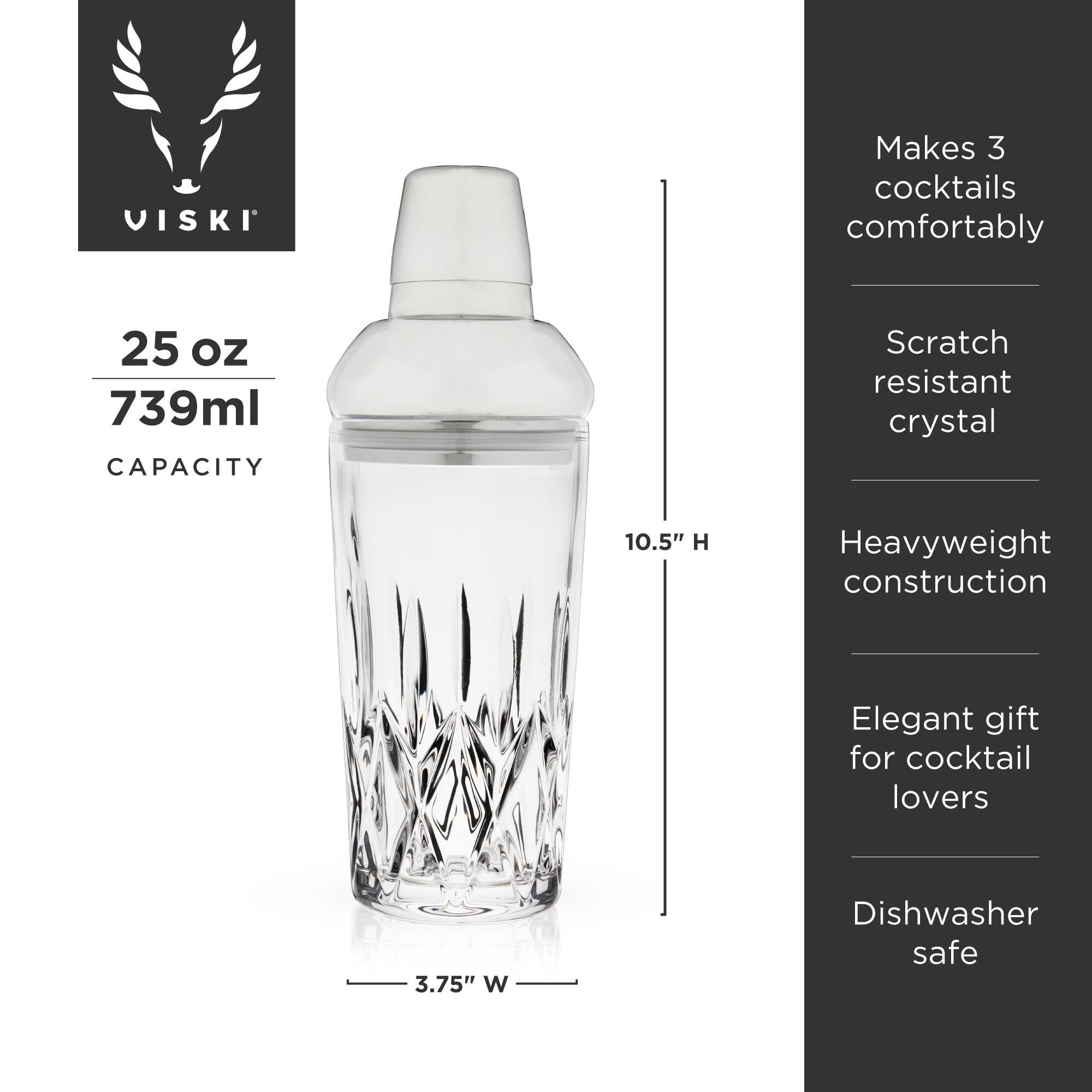 Admiral™ Crystal Cocktail Shaker w/ Built-in Strainer - Gabrielle's Biloxi