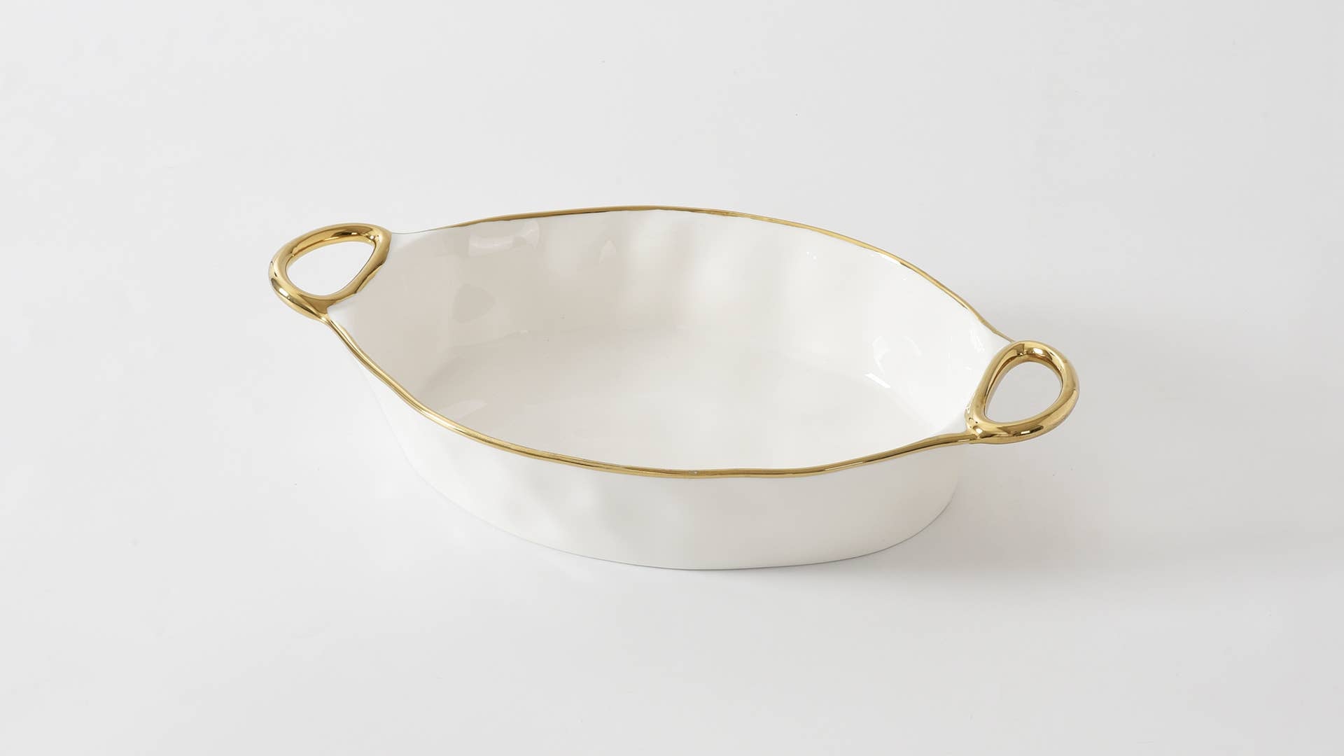 Pampa Bay Oval Baking Dish - Gold Handles - Gabrielle's Biloxi